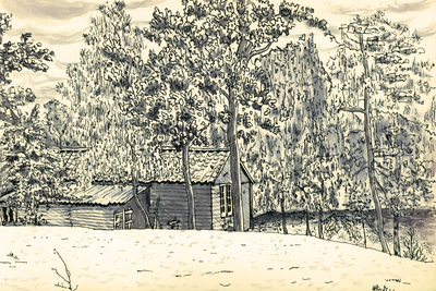 202726 Gezicht op een schuurtje, vermoedelijk op het terrein van het Fort De Bilt bij De Bilt.